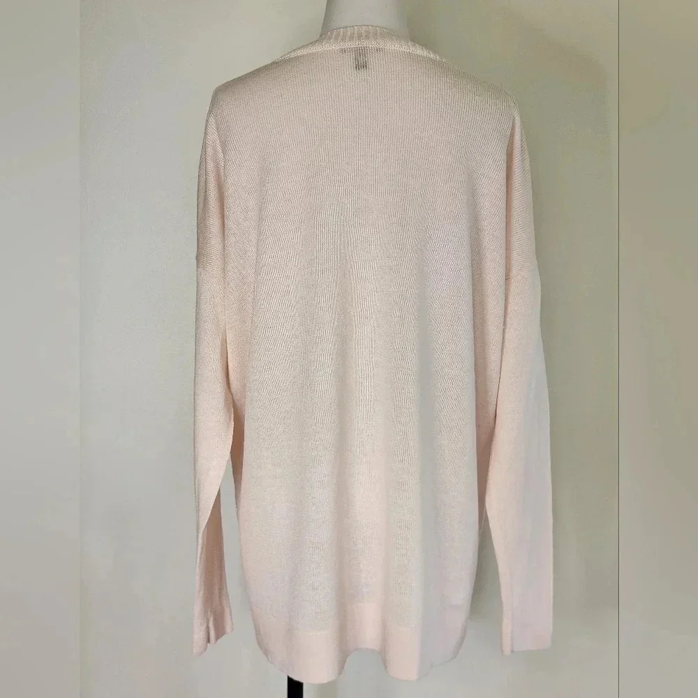 || EILEEN FISHER || pale pink, v-neck, sweater, classic, summer, light weight